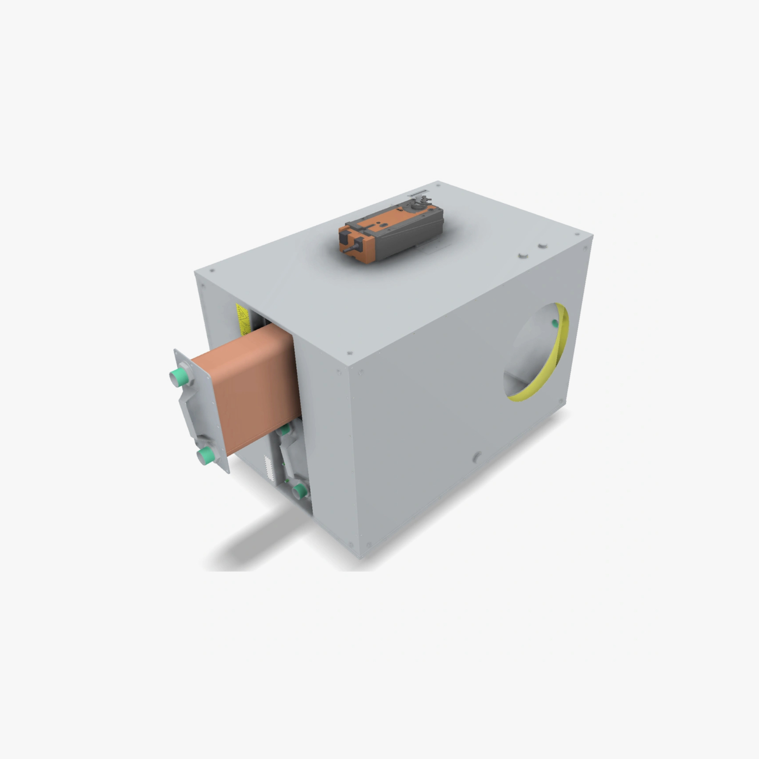 Modular Roofbox gas/liquid heat exchanger for rooftop installation on industrial facilities.